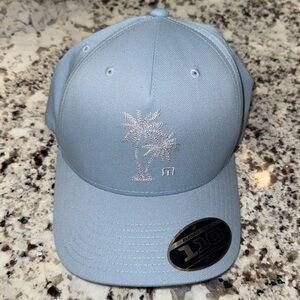 Travis Mathew NWT Snapback Hat Blue Lime Ridge‎ Palm Trees 5 Panel